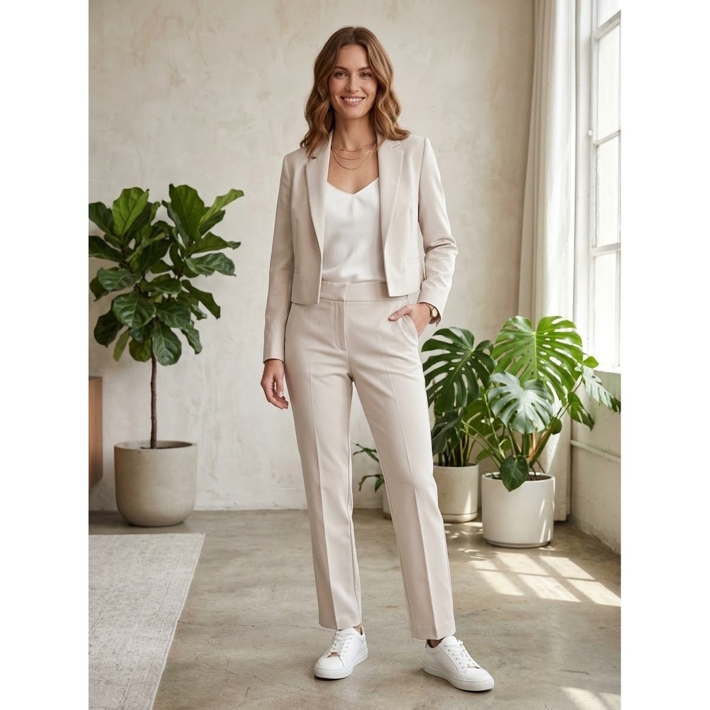Quince Stretch Crepe Ankle Pants Sand Beige Size 10 LB76357-MIVN004-29024